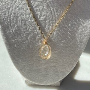 Gold Wire Wrapped Citrine Necklace